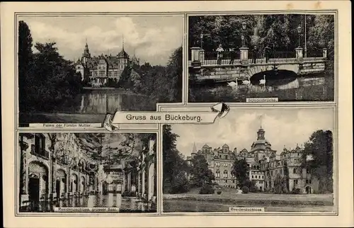 Ak Bückeburg Kreis Schaumburg Niedersachsen, Ansichten, Schlossbrücke, Residenzschloss, Palais