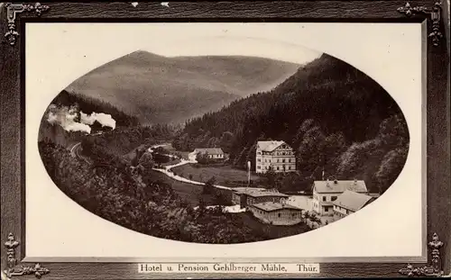 Präge Passepartout Ak Gehlberg in Thüringen, Hotel und Pension Gehlberger Mühle