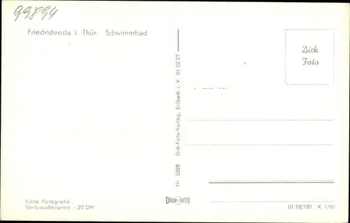 Ak Friedrichroda im Thüringer Wald, Freibad, Totale