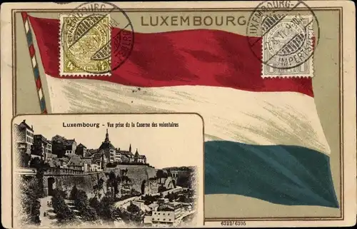 Passepartout Ak Luxemburg, Vue prise de la Caserne, Kaserne, Flagge