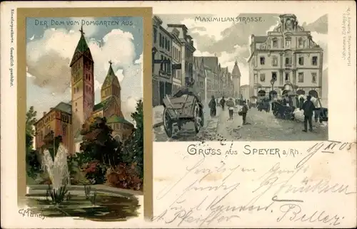 Künstler Litho Münch, C., Dom vom Domgarten aus, Maximilianstraße