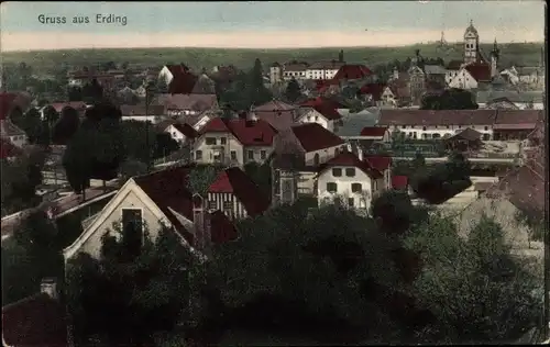 Ak Erding in Oberbayern, Teilansicht der Stadt, Turm