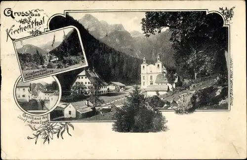 Ak Sankt Martin bei Lofer in Salzburg, Maria Kirchental, Wallfahrtskirche, Gasthaus Egger