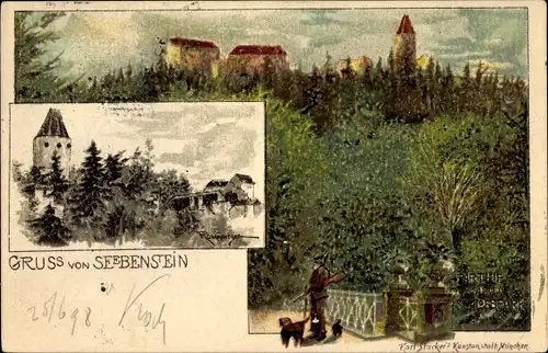 Künstler Litho Rosenberger, Seebenstein in Niederösterreich, Schloss, Jäger im Schlosspark