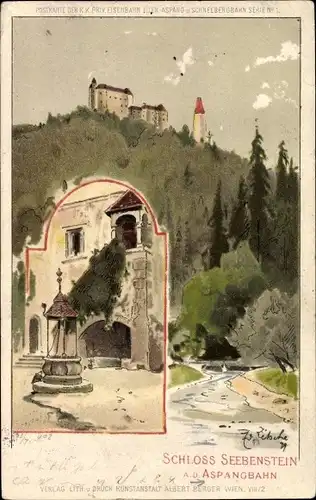 Künstler Litho Zetsche, Seebenstein in Niederösterreich, Schloss, Schlossbrunnen