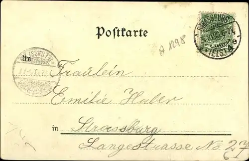 Wappen Litho Strasbourg Straßburg Elsass Bas Rhin, Rheinbrücke