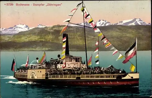 Ak Bodensee, Salondampfer Zähringen, Ansicht Steuerbord