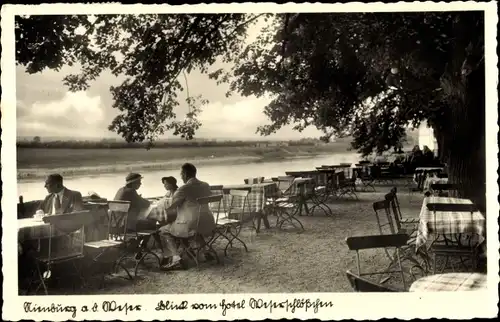Ak Nienburg an der Weser, Blick vom Hotel Weserschlösschen