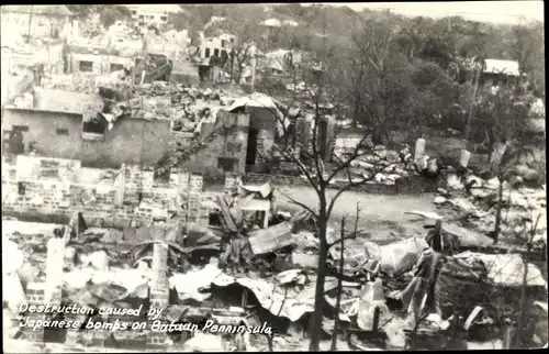 Foto Ak Batuan Peninsula Philippinen, Destruction caused by japanese bombs