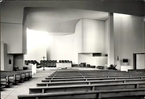 Ak Sarnen Kt. Obwalden, Kollegium, St. Martinskirche, Innenansicht, Altar, Bankblick