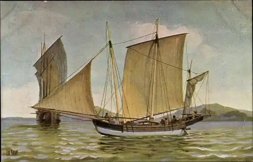 Künstler Ak Rave, Chr., Marine Galerie 125, Segelboot von Sumatra, 18. Jahrhundert