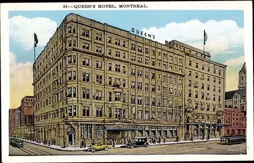 Ak Montreal Québec Kanada, Queen's Hotel, Straßenansicht