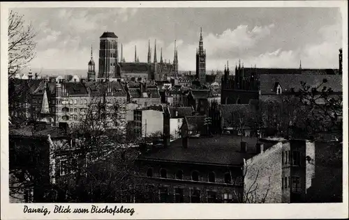 Ak Gdańsk Danzig, Blick vom Bischofsberg, Marienkirche