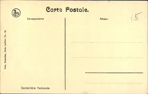 Ak Dentellière flamande, Portrait einer flämischen Spitzenklöpplerin