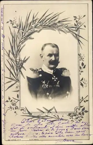 Ak Wilhelm II, König von Württemberg, Portrait in Uniform 