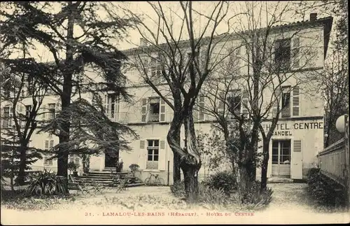 Ak Lamalou les Bains Hérault, Hôtel du Centre, Garten