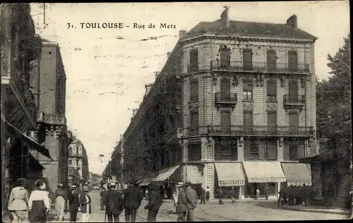 Ak Toulouse Haute Garonne, Rue de Metz, Straßenansicht