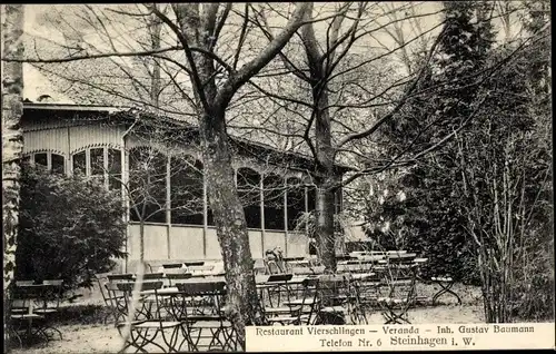 Ak Steinhagen in Westfalen, Restaurant Vierschlingen, Veranda, Inh. Gustav Baumann