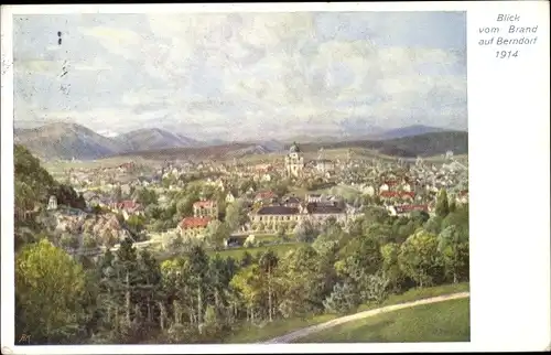 Künstler Ak Berndorf in Niederösterreich, Panoramaaussicht vom Brand, 1914