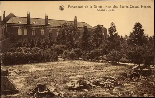 Ak Néchin Estaimpuis in Belgien, Pensionnat de la Sainte Union des Sacres Coeurs, Classes, Jardin