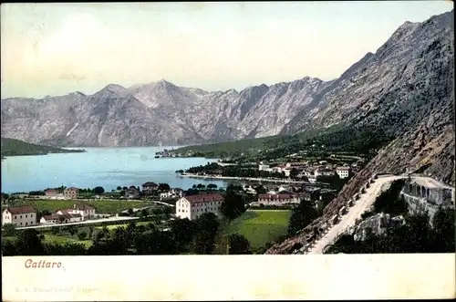 Ak Kotor Cattaro in Montenegro, Panorama von Stadt und Umgebung, Berge