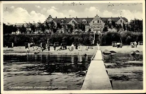 Ak Seebad Lubmin, Eisenbahn Erholungsheim, Strand, Besucher