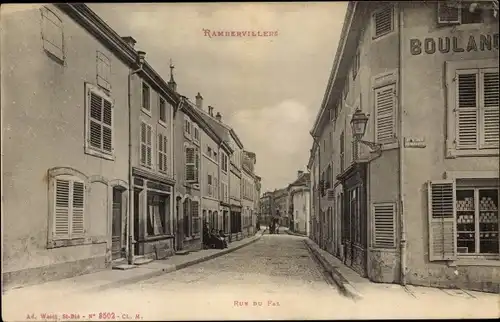 Ak Rambervillers Vosges, Rue du Fal, Rue des Remparts, Boulangerie