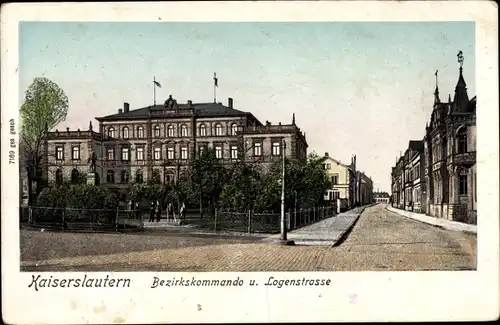 Ak Kaiserslautern in Rheinland Pfalz, Bezirkskommando, Logenstraße