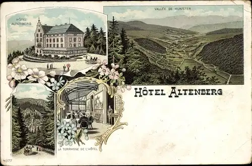 Litho Neubois Gereuth Elsass Bas Rhin, Hotel Altenberg, Terrasse, Vallée de Munster