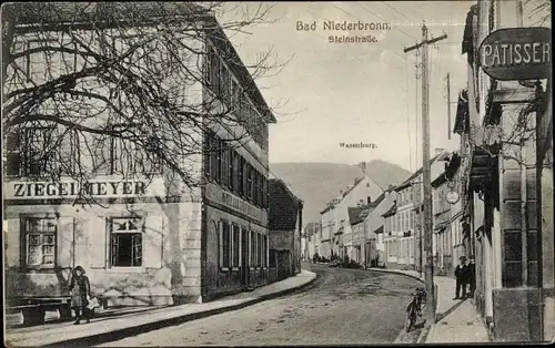 Ak Niederbronn les Bains Bad Niederbrunnen Elsass Bas Rhin, Steinstraße, Geschäft Ziegelmeyer