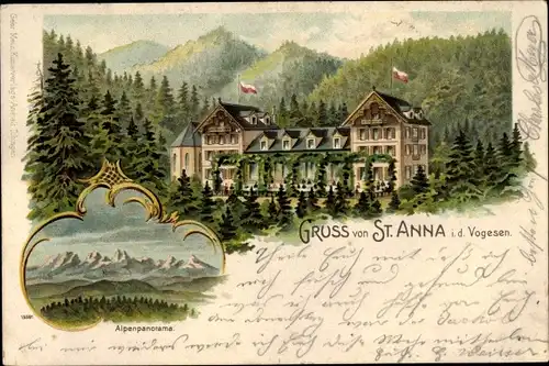 Litho Jungholtz Jungholz Elsass Haut Rhin, At. Anna, Alpenpanorama, Bes. Wwe. Schuller