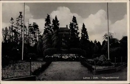 Ak Lohne Oldenburg, Blick zum Kriegerdenkmal