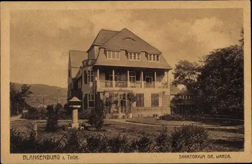 Ak Bad Blankenburg in Thüringen, Blick auf Sanatorium Dr. Warda