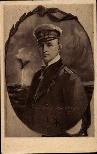Künstler Ak Otto Weddigen, Marineoffizier, Kapitänleutnant, Portrait in Uniform 