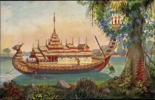 Künstler Ak Rave, Chr., Marine Galerie 83, Boot des Kaisers von Birma, 19. Jahrhundert