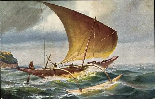Künstler Ak Rave, Chr., Marine Galerie 161, Segelboot mit Ausleger, Ceylon