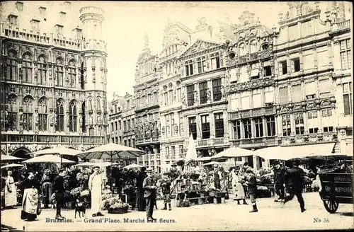 Ak Bruxelles Brüssel, Grand Place, Marche aux Fleurs