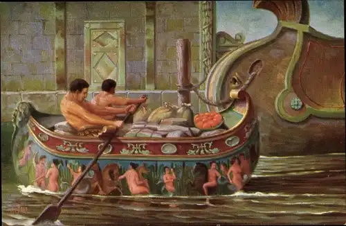 Künstler Ak Rave, Chr., Marine Galerie 168, Boot eines vornehmen Römers, um Christi