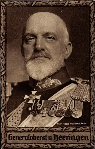Passepartout Ak Generaloberst Josias von Heeringen, Portrait in Uniform, Orden, Wohlfahrtskarte