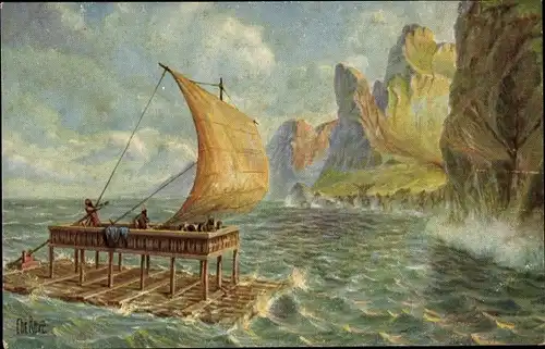 Künstler Ak Rave, Chr., Marine Galerie 145, Floß des Odysseus