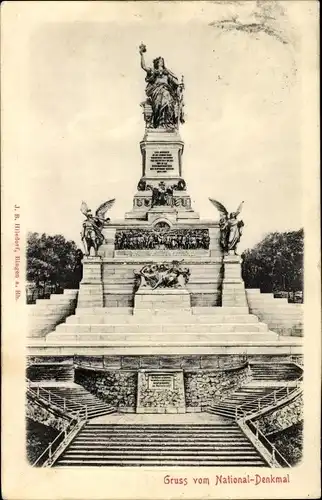 Relief Ak Rüdesheim am Rhein, Blick auf das Nationaldenkmal