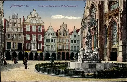 Ak Münster in Westfalen, Lambertusbrunnen, Prinzipalmarkt