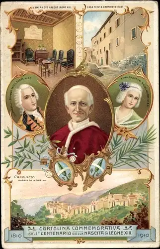 Litho Papst Leo XIII., Vincenzo Gioacchino Pecci, Jubiläum 1910, Anna Prosperi, Lodovico Pecci