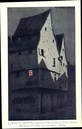 Künstler Ak Hansi Jean Jacques Waltz, Colmar Kolmar Elsass Haut Rhin, Old house, Altes Haus