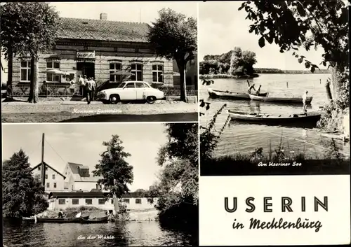 Ak Userin Mecklenburg Vorpommern, Konsum Gaststätte, An der Mühle, Useriner See