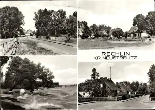 Ak Rechlin an der Müritz, Teilansichten, Straßenpartie, Wasserpartie