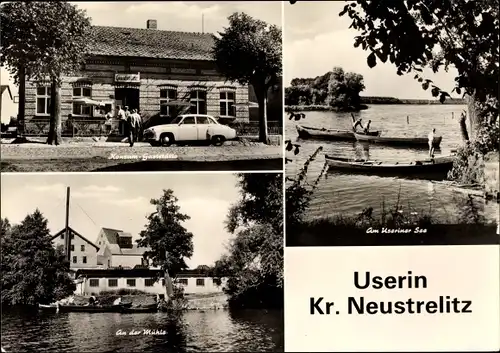 Ak Userin Mecklenburg Vorpommern, Konsum Gaststätte, An der Mühle, Useriner See