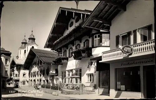 Ak St. Johann in Tirol, Hotel Cafe Post, Verkehrsverein