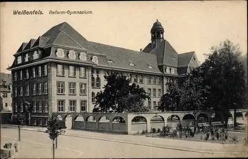 Ak Weißenfels in Sachsen Anhalt, Reform Gymnasium, Gesamtansicht, Straßenblick