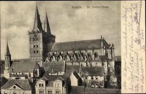 Ak Xanten am Niederrhein, St. Victor Dom, Teilansicht der Stadt
